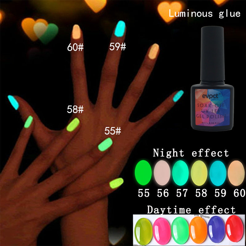 6 Colors Luminous UV Nail Glue – Phototherapy Nail Glue for Long-Lasting Manicures, UV Polish for Glow-in-the-Dark Nails